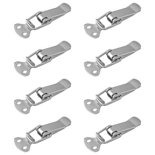 BuxiuGK 8 Stück Spannverschluss Edelstahl Kappenschloss Verschluss Haspe Kistenverschluss für Case Box,Toolbox,Schublade,Schrank,Truhe Schrank Boxen - Silber HS-010 von BuxiuGK