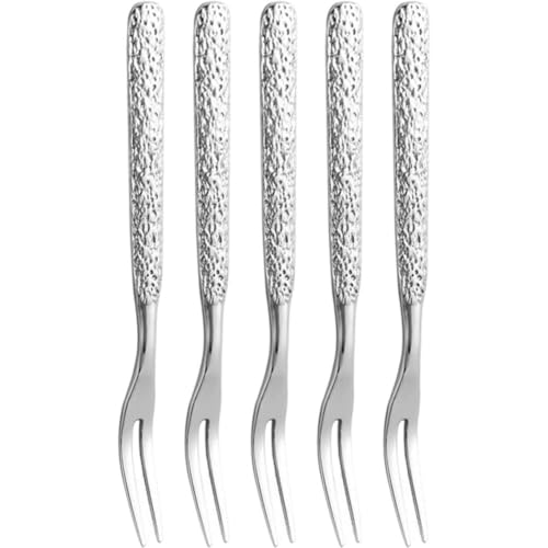 Ymxygz 5 Stücke Edelstahl Obst Gabel Zwei Zinken Gabel Dessert Gabel Gebäck Vorspeise Gabeln Metall Gabeln Küche Geschirr von Ymxygz