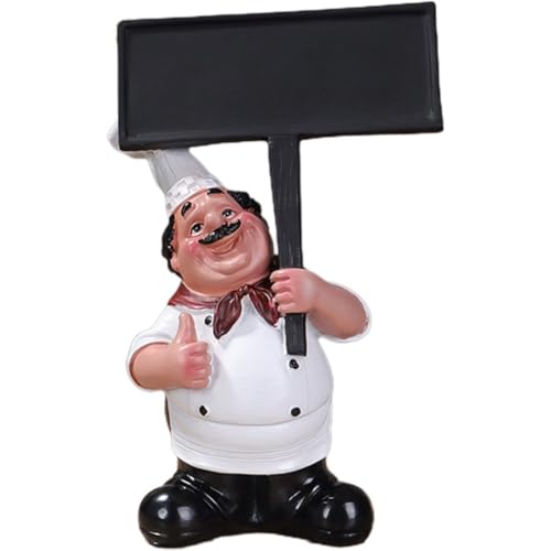 Ymxygz Chef Figurine with Sign Board Plaque Raise Your Hands Welcome Card Chef Holds Message Card Home Kitchen Restaurant Decor von Ymxygz