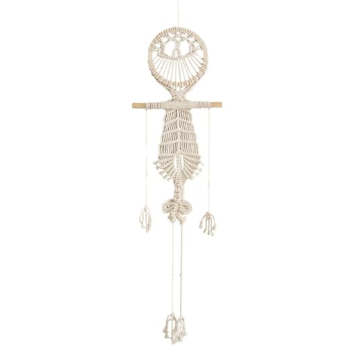 Ymxygz Makramee Wandbehang Halloween Dekorationen Menschliches Skelett Wandteppich Niedliche Totenkopf Dekoration Handarbeit Gewebter Stoff Wanddeko von Ymxygz