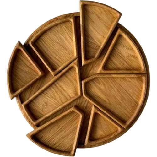 Ymxygz Rundes Serviertablett Aus Holz, Dessert-tischtablett, 8-Fach Unterteilte Platte, Snack-serviertablett, Lebensmitteltablett, Sektions-partyplatten von Ymxygz