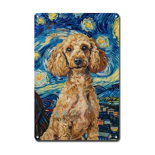 Ymyoo Metallschild Blechschild Vintage Wandkunst Pudel Sternennacht Pudel schicker Pudel in der Nacht für Zuhause, Salon und saisonale Feiern, wasserdichtes Aluminium, 20,3 x 30,5 cm Ymyoo Metallschild Blechschild Vintage Wandkunst Pudel Sternennacht Pudel schicker Pudel in der Nacht für Zuhause, Salon und saisonale Feiern, wasserdichtes Aluminium, 20,3 x 30,5 cm von Ymyoo