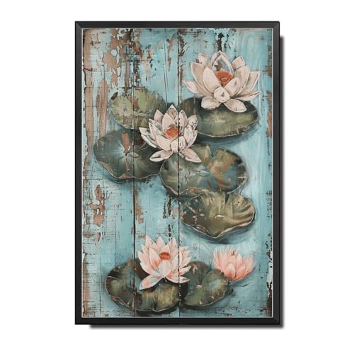 Ymyoo Metallschild Blechschild Vintage Wandkunst Rustikale Gelassenheit Seerosen Blechschild für einfache Installation Wetterbeständiges Design und Vintage Garten Metallschild für Bar 15,2 x 20,3 cm von Ymyoo