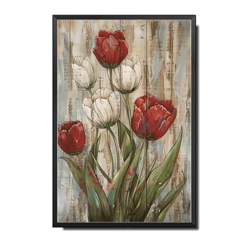 Ymyoo Metallschild Blechschild Vintage Wandkunst Rustikaler Charme Tulpen Blechschild für einfache Installation Wetterbeständiges Design und Vintage ästhetische Blechschilder für Frauen für Club 20,3 von Ymyoo