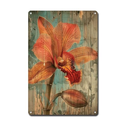Ymyoo Metallschild Blechschild Vintage Wandkunst Shabby Chic Orchidee Blechschild für exotische Flora-Kunst, Vintage-Wanddisplays und abgenutzte Holzpaneele, lustige Badezimmer-Dekoration für Club Ymyoo Metallschild Blechschild Vintage Wandkunst Shabby Chic Orchidee Blechschild für exotische Flora-Kunst, Vintage-Wanddisplays und abgenutzte Holzpaneele, lustige Badezimmer-Dekoration für Club von Ymyoo