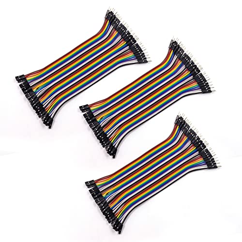 YnGia Dupont-Draht, 40-polig, Stecker auf Buchse, Steckplatine, Überbrückungsdrähte, Flachbandkabel, Dupont-Draht-Set für Arduino-Projekte, Raspberry PI DIY (10 cm), mehrfarbig, 120 Stück von YnGia