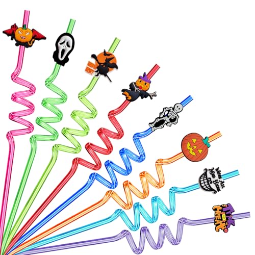 Ynaice 8 Stück Wiederverwendbare Trinkhalme, Halloween Dekor Party Strohhalm Plastik Kürbis Totenkopf Hexe Süß Crazy Strohhalm für Kinder und Erwachsene Party Favors Dekorationen Ynaice 8 Stück Wiederverwendbare Trinkhalme, Halloween Dekor Party Strohhalm Plastik Kürbis Totenkopf Hexe Süß Crazy Strohhalm für Kinder und Erwachsene Party Favors Dekorationen von Ynaice