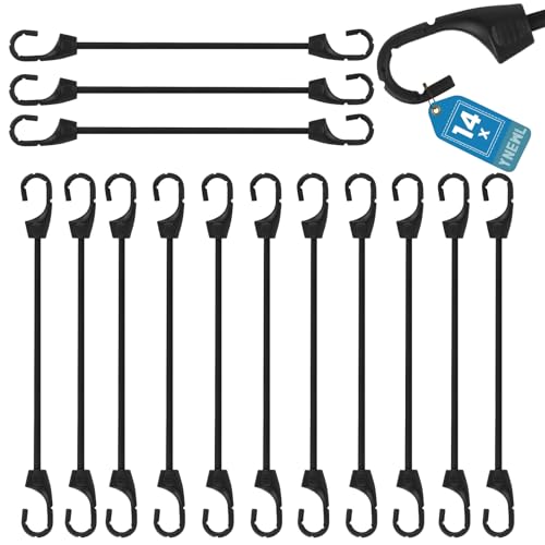 YnewL 14 Stück Spanngummi mit Haken, 15cm Expander mit Haken, Multifunktional Wasserdichtes Öltuch Expander, Spanngummi für Planen Zelt Net Camping von YnewL