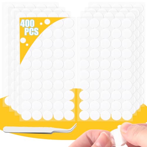 YnewL 400 Stück 20mm Doppelseitige Klebepunkte Transparente Runde Aufkleber, mit Pinzette Keine Spuren Wasserdichte Klebepunkte Doppelseitig für DIY Art Office Festivaldekoration von YnewL