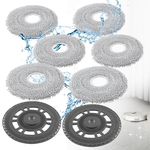 YnewL 6 Wischtücher-2 Ersatzhalterung Zubehör für Dreame X40 Master/L10s Ultra Gen2/L20 Ultra/X40 Ultra/X30 Ultra/L10s Pro Ultra Heat/L40 Ultra für Mova E30 Ultra Roboter Staubsauger Ersatzteile von YnewL