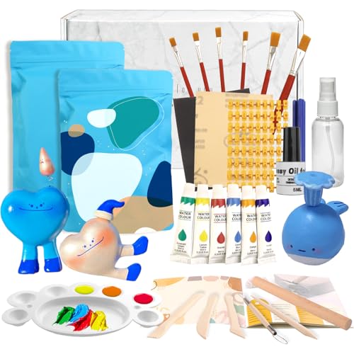 YnewL Ton Töpferset für Anfänger für Zuhause - Lufttrocknend. Töpfer Set mit Aquarell Pigment, Anleitung und Werkzeugen - Perfekt für Kreative Projekte DIY (1350, Gramm) von YnewL