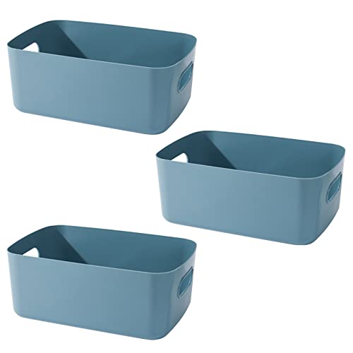 Yngffb Aufbewahrungsbox, 3 Stück Organizer mit Griffen, Klein Aufbewahrungsbox, Zur Organisation stapelbarer Aufbewahrungsboxen mit Griffen, 19x13.5x7.5cm (blau) von Yngffb