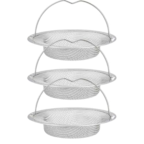 3 Stück Abflusssieb Küchenspüle, Spülbecken Küchenspüle Sieb Edelstahl, Haarsieb Dusche, Sieb für Spülbecken mit Griff, für Dusche,Badewanne, Küche. von Ynkkvre