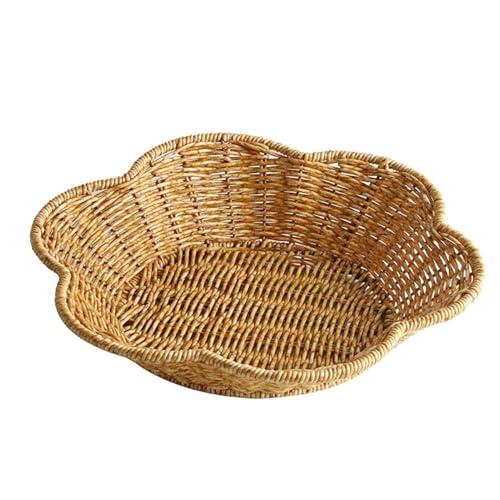 Überbackene Wicker Korb - Gebogenes Serviertablett, Haushaltsfutter Präsentationsfach | Shell Gebogene Matte Präsentationsschalter, Snack Serviertablett von Ynnhik