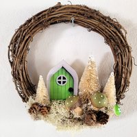 Feen Türkranz Wald Weihnachtsdekoration Winter Schnee Zirbenkern Tannenzapfen Pilz Neutral Niedlich Home Urlaub Geschenke von YoGnomie