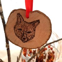 Fuchs Ornament-Chrismas Dekorationen-Wald Weihnachten-Rustikales Ornament-Urlaub Baum-Kunst Ornament-Tier Ornament-Holzscheibe Ornament-Niedlich von YoGnomie