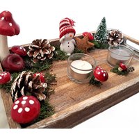 Schneemann Winter Dekor Tablet Tischdekoration Weihnachten Niedlich Pilze Evergreens Äpfel Urlaub Kerzenhalter von YoGnomie