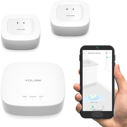 YoLink Smart Home Starter Kit: Hub & 2er-Pack Wasserlecksensor 1, LoRa bis zu 1/4 Meile Freiluftreichweite, SMS/Text, E-Mail & Push-Benachrichtigungen, mit Alexa, IFTTT, Home Assistant von YoLink