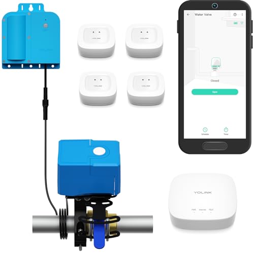 YoLink X3 Version Smart Water Leak Protection Kit:X3 Valve Controller, Bulldog, (4) Lecksensoren & Hub von YoLink