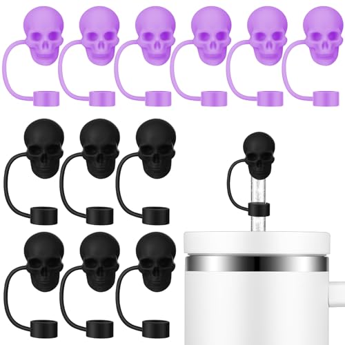 Yoande Totenkopf-Strohaufsätze, kompatibel mit Stanley Cup 76,2 und 10 mm, Halloween-Silikon-Trinkhalm-Abdeckkappe, wiederverwendbar, für Halloween-Becher, Zubehör, Dekoration, Geschenke, 12 Stück Yoande Totenkopf-Strohaufsätze, kompatibel mit Stanley Cup 76,2 und 10 mm, Halloween-Silikon-Trinkhalm-Abdeckkappe, wiederverwendbar, für Halloween-Becher, Zubehör, Dekoration, Geschenke, 12 Stück von Yoande