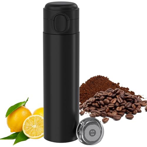 Yoassi Thermobecher Travel Mug Edelstahl, Isolierbecher Kaffeebecher To Go 500ml, Auslaufsicher Reisebecher mit Deckel und Sieb, Thermosflasche doppelwandig isoliert Autobecher Isolierflasche von Yoassi