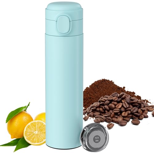 Yoassi Thermobecher Travel Mug Edelstahl, Isolierbecher Kaffeebecher To Go 500ml, Auslaufsicher Reisebecher mit Deckel und Sieb, Thermosflasche doppelwandig isoliert Autobecher Isolierflasche von Yoassi