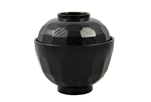 yoaxia ® - Miso Suppen-Schale mit Deckel [ schwarz ] Ø 10,5cm für ca. 250ml / Tasse von Yoaxia