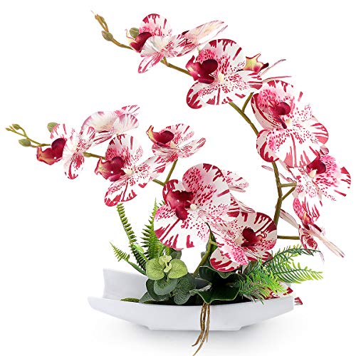 YOBANSA Dekorative echte Seide Orchidee Bonsai Künstliche Blumen mit Blumentöpfen, künstliche Phalaenopsis Gefälschte Blumen Arrangements für Heimdekoration (Moderne Elemente) von Yobansa