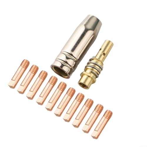 12-teiliges MIG-Schweißzubehör-Set mit 0 8 mm Schweißspitzen, Gasdüse und Kupfer-Gasdiffusor, kompatibel mit AK15 MB15 für MIG MAG Taschenlampen-Modelle von YobiLife