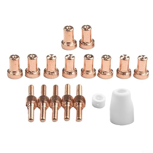 17-teiliges Plasmaschneider-Verbrauchsmaterial-Set Düsen Elektroden Shield Cups Swirl Baffles kompatibel mit PT31 JG-40 WSD-LG40 Taschenlampe für CUT40 CUT-50 CUT55 CT312 Maschinen von YobiLife