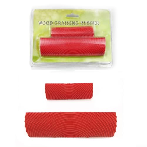 2-teiliges Gummi-Pinsel-Set zum Malen von Holzmaserung auf Wänden, Möbeln und Schrankoberflächen, Gummi-Textur-Werkzeug für Heimdekorationsprojekte (130 mm) von YobiLife