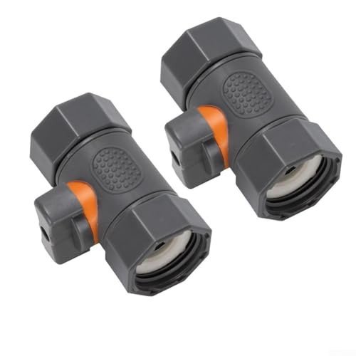 2 x Doppelgewindeverbinder mit OnOff-Wasserregelventil, auslaufsicherer ABS-Kunststoff, geeignet für verschiedene Rohrsysteme einschließlich Gartenarbeit und Bewässerung (A) von YobiLife