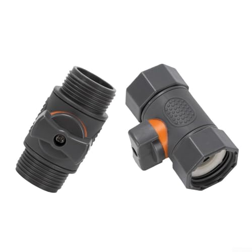 2 x Doppelgewindeverbinder mit OnOff-Wasserregelventil, auslaufsicherer ABS-Kunststoff, geeignet für verschiedene Rohrsysteme einschließlich Gartenarbeit und Bewässerung (C) von YobiLife