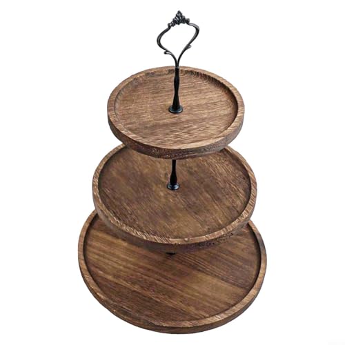 3-stöckiger Tortenständer aus Holz zum Präsentieren von Leckereien, perfekt für Partys und Veranstaltungen (B) von YobiLife