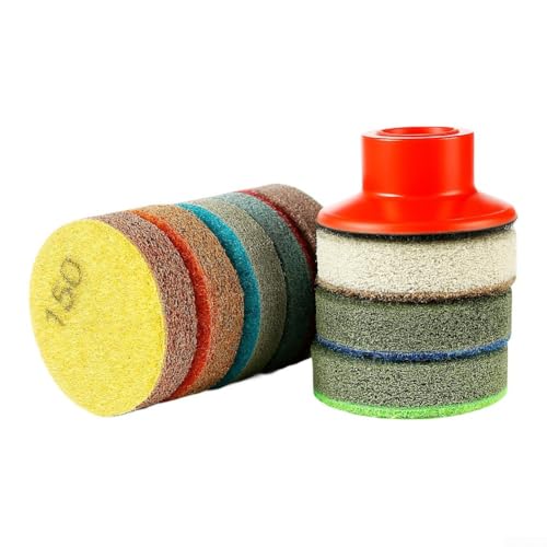 5,1 cm Schwamm-Polierpad, Nass-Pufferscheibe mit Polymerfaser-Konstruktion zum Polieren von Marmor-Granit-Quarz-Beton-Oberflächen; bietet 8 Körnungsstufen von 150 bis 10000 # (500er Körnung) von YobiLife