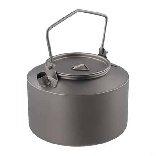 980 ml Titan-Wasserkocher, ultraleichtes Design mit faltbarem Griff, Kaffeekanne für Camping, Wandern und Outdoor (Frosted Style) von YobiLife