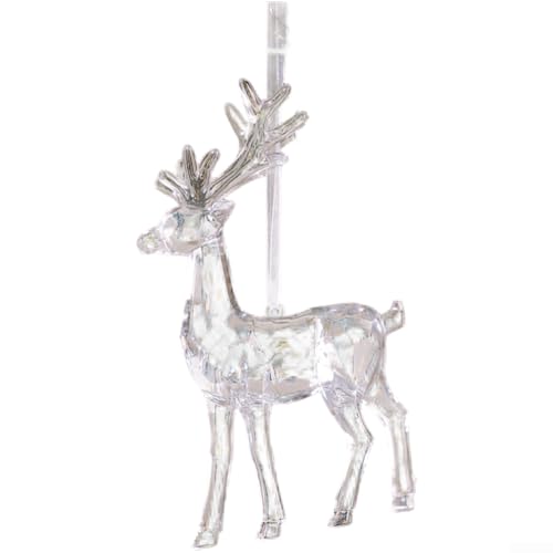 Dekofigur Elch aus transparentem Acryl, zum Aufhängen, für Weihnachtsbaum, Feiertagsdekoration, mit traditionellem Hirschmotiv (A) von YobiLife