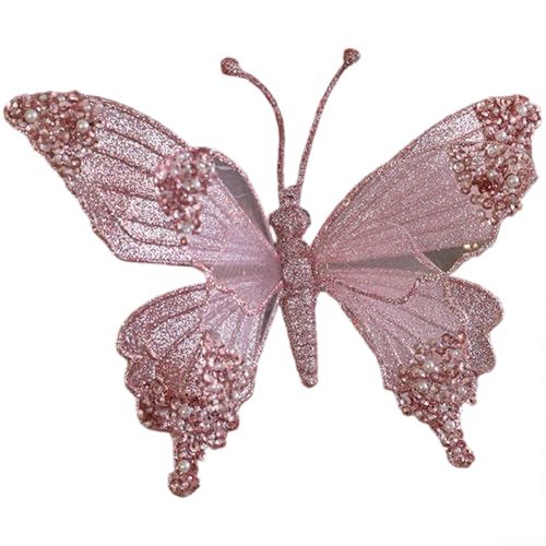 Dekorativer Clip mit Schmetterling und Libelle mit Glitzer und Perle für Feiertage (B) von YobiLife