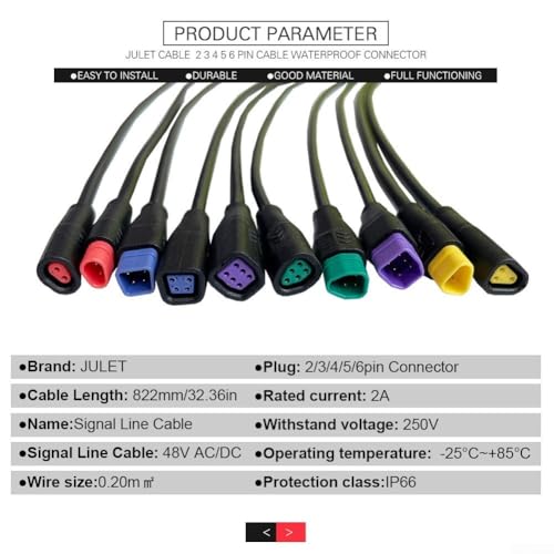 Ebike Wasserdichter Stecker Signalleitung Kabel Verlängerung 2/3/4/5/6 Pin Kompatibel mit Elektrofahrrad Verkabelung Baugruppen (3 Pin Buchse) von YobiLife