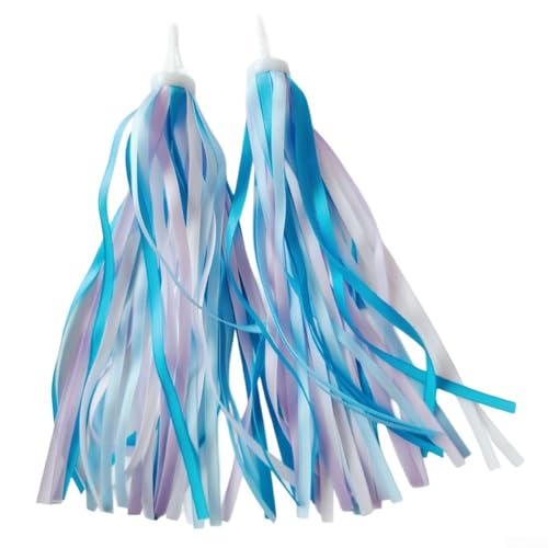 Für Kinder-Fahrräder und Roller-Lenkerschlangen mit weichen, elastischen Kunststoff-Quasten, kompatibel mit den meisten Kinderfahrrädern, verleiht dem Lenker visuelle Attraktivität (blau) von YobiLife