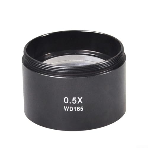 Glas-Hilfsobjektlinse 0,5 x 0,7 x für Trinokular-Stereo-Zoom-Mikroskop-Kamera mit 48 mm Montagedurchmesser, schwarz (0,5 x) von YobiLife