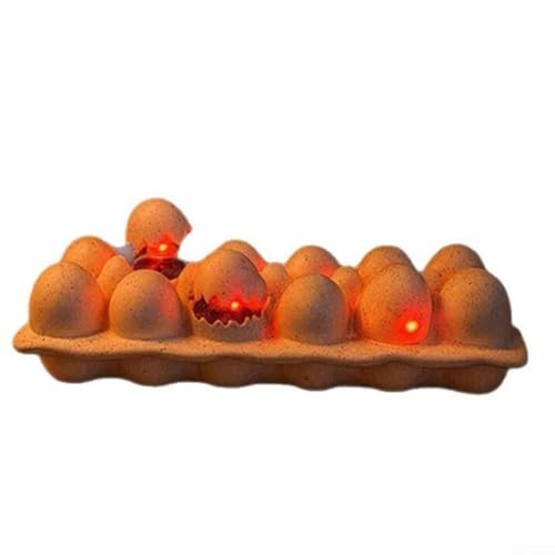Halloween-Tablett mit Zombie-Küken-Dekoration, die orangefarbene Lichter und gruselige Soundeffekte für saisonales Ambiente aussendet von YobiLife