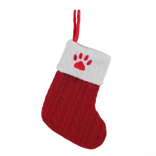 Handgefertigter bestickter Strick-Weihnachtsstrumpf für Baum und Kamin, inklusive Aufhängeschlaufe für einfache Urlaubsanzeige (eine Katzenkralle) von YobiLife