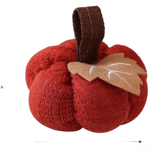 Herbsternte Strick-Kürbis-Hängeornament mit weichem Polyestergewebe und integrierter Schlaufe zum Aufhängen an Wänden, Türen oder Tischaufsätzen (orange) von YobiLife