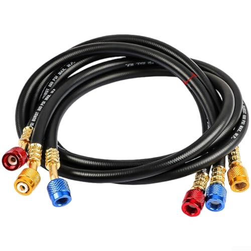 Hochdruck-Klimaanlagen-Ladeschlauch, 1/4-Zoll-Anschluss, Gummi, fluorierter Schlauch, 800 PSI, max. 4000 PSI, kompatibel mit R22, R134a, R410A, 1 m, 1,5 m (1 Meter) von YobiLife
