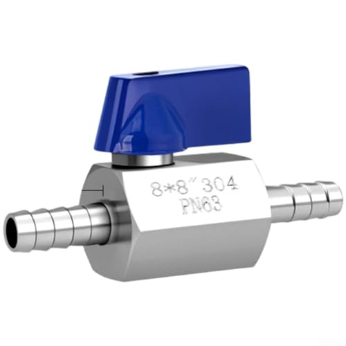 Kompakter Doppel-Pagoden-Mini-Kugelhahn aus 304 Edelstahl mit Klemme und Pagodenanschlüssen, entworfen für zuverlässige Leistung in Landwirtschafts- und Gasleitungen (8 mm) von YobiLife