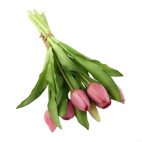 Künstliche Tulpen, fühlen sich echt an, PU, 7 Stück, 33 cm, künstlicher Tulpen-Blumenstrauß für Heimdekoration, Hochzeit, Party, Tischdekoration (hellviolett) von YobiLife