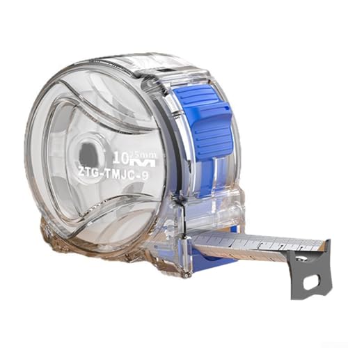 Langlebiges, transparentes Stahlbandmaß mit schnittfester Karbonstahlklinge und transparentem Polycarbonat-Gehäuse für Messgenauigkeit (5 m 25 mm) von YobiLife
