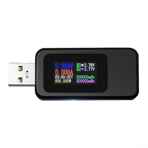 MX18L USB-Tester, 10-in-1, digitales Ladegerät, Tester mit 0 96 Zoll Farbbildschirm, Voltmeter für bidirektionales USB C, 24-polig, Spannungsstromprüfung (schwarz) von YobiLife