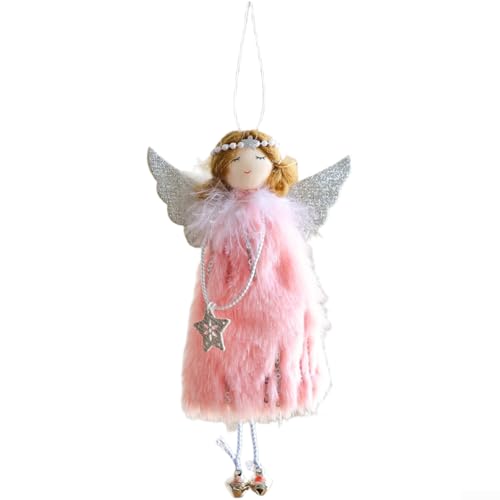 Plüsch-Engel-Glocke zum Aufhängen, leichte Dekoration für Weihnachten für Bäume und Feiertagsdisplays (Rosa) von YobiLife